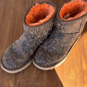 UGG Ankle Boots with Orange and Black Design